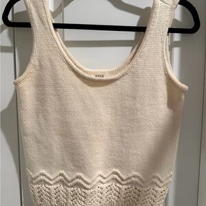 Cream Knit crop tank top